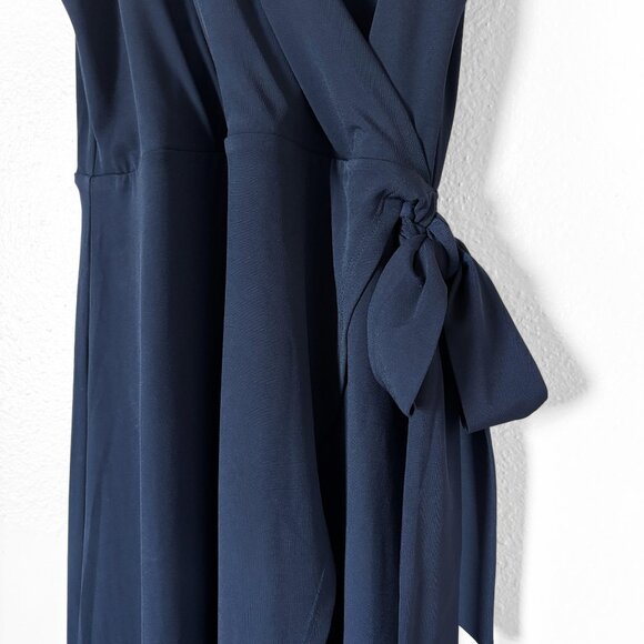 41 Hawthorn Navy Blue Faux Wrap Dress Womens Medium Scandi Minimalist Office - Picture 3 of 13